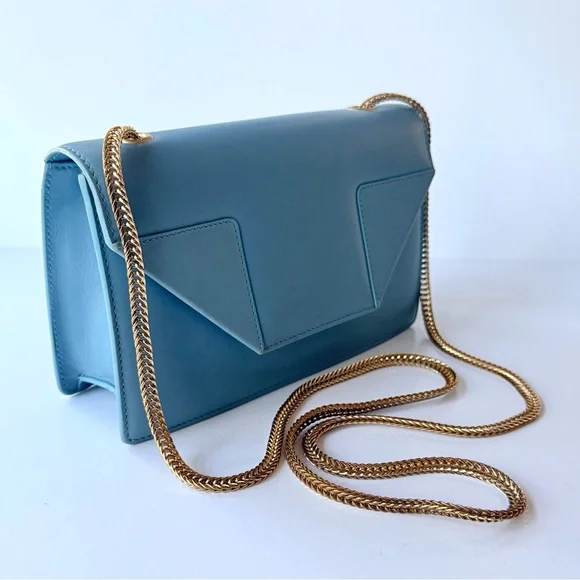 Saint Laurent Betty Light / Sky Blue Crossbody Shoulder Bag w/ Gold Chain Strap - Picture 6 of 16